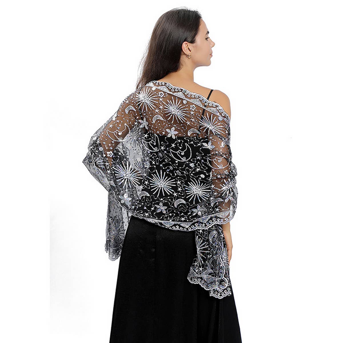 Stars & Moon Embroidered Shawl