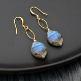Raina Labradorite Gold Marquis Drop Earrings