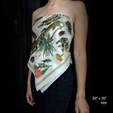 Vintage Cactus Print Silk Scarf - 35" X 35"