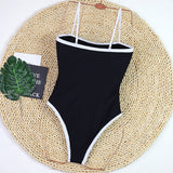Color Block One Piece Swimsuit - Black