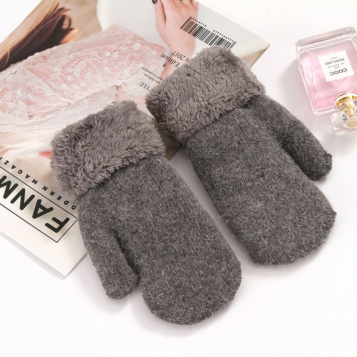 Plush Faux Fur Mittens
