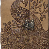 Peacock Embossed Leather Journal diary with 200 pages