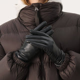 Carrin Lined Leather Gloves - Black