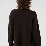 Lilye Mock Neck Pullover Sweater - Chocolate Ganache