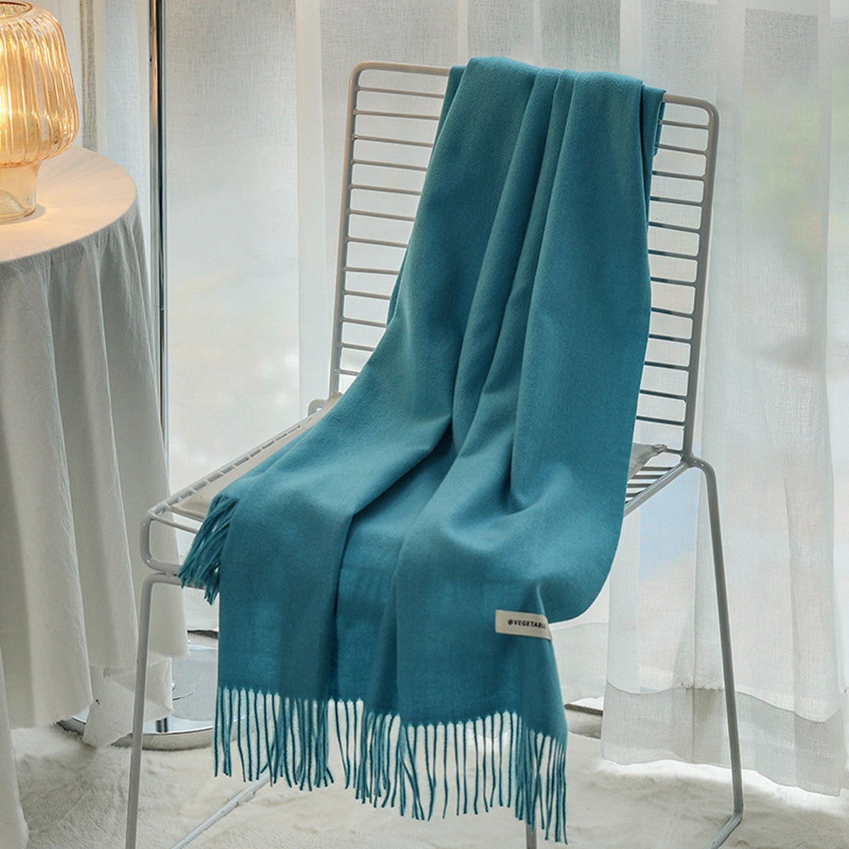 Solid Color Cashmere-Feel Fringe Shawl Scarf