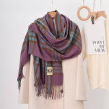 Plaid Fringe Shawl Scarf
