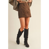 Fitted FauxSuede Mini Skirt - Espresso