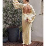 Open Back Satin Maxi - Sunlit Yellow