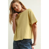Short Sleeve Linen Knit Top - Lemon