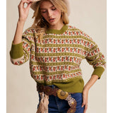 Jacquard Knit Sweater - Olive