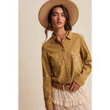 Embroidered Cropped Blouse- Olive Combo