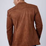 Slim Fit Suede Blazer - Brown