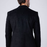 Slim Fit Suede Blazer - Black