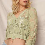 Flower Pattern Crochet Cardigan