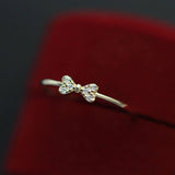 Silver 14k Gold Plated Bow Zirconia Ring