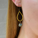 Labradorite Hammered Teardrop Earrings