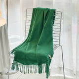 Solid Color Cashmere-Feel Fringe Shawl Scarf