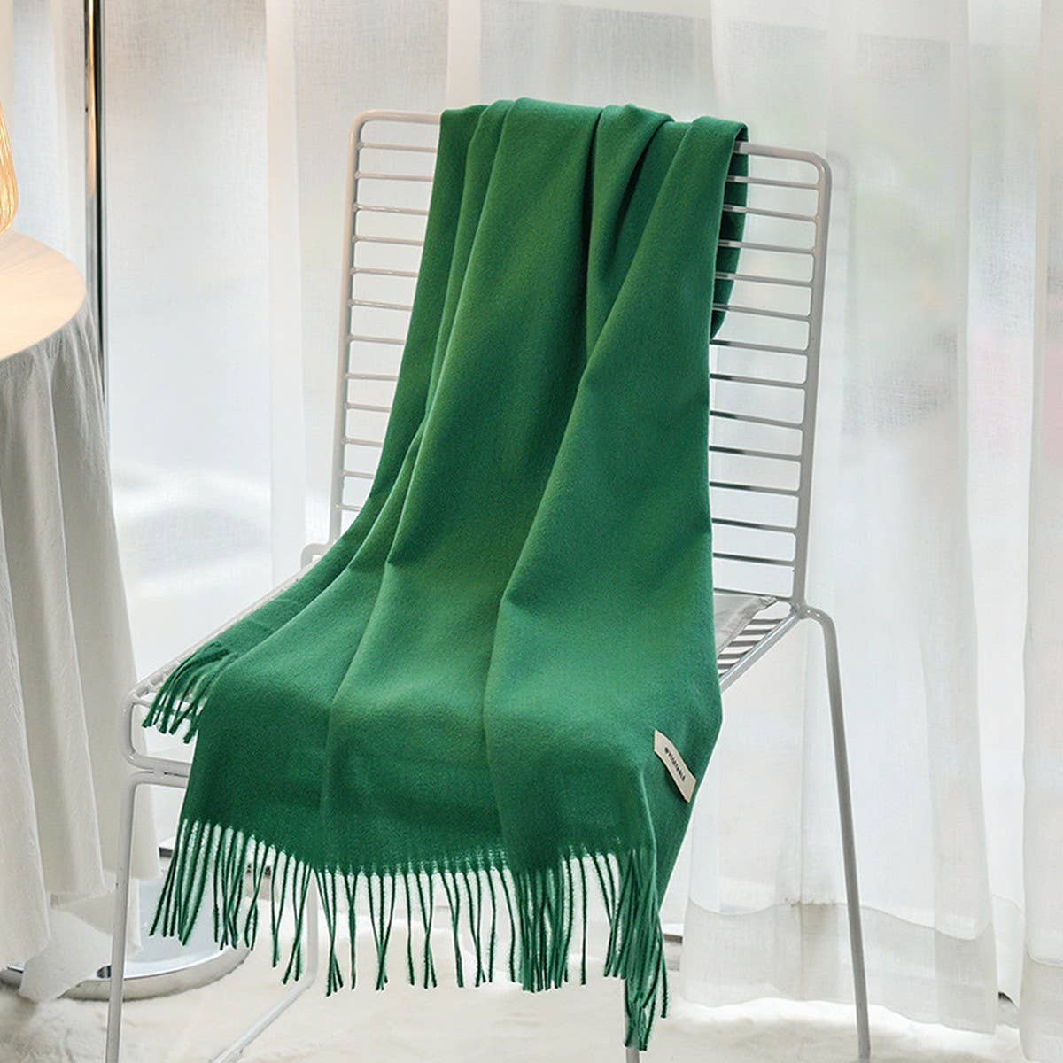 Solid Color Cashmere-Feel Fringe Shawl Scarf