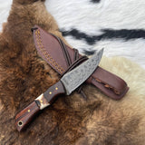Introducing the Titan TK-060 Damascus Steel Skinner Knife with Rosewood & Stag Grip