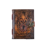 Leather Notebook with Stone Dragon Embossed Travel Journal 