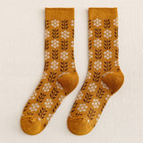 Vintage Flower Print Mid-Calf Socks