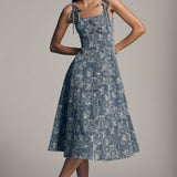Opal Midi Dress - Washed Denim Combo