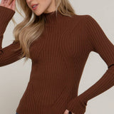 Long Sleeve High-Neck Fitted Sweater
