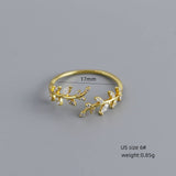 Sterling Silver with Zircon Leaf Ring