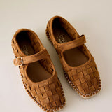 Meg Mary Jane Flats- Cognac Weave