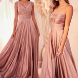Strapless A-Line Satin Keyhole Dress