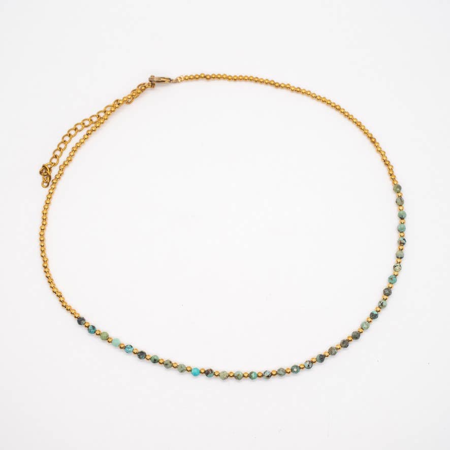 Simple Beaded Faceted Stone Necklace - Great for Layering!