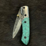 Azureglide Damascus Steel Pocket Knife