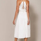 Apron Neck Midi Dress With Corset Waist