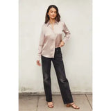 Classic Fit Button Front Blouse- Light Taupe