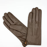 Fleece Lined Leather Gloves - Brown