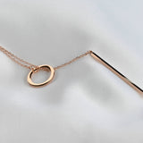 Circle Bar Y Necklace - Geometric Lariat Pendant