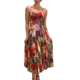 Melissa Floral Mesh Midi Dress - Red Multi