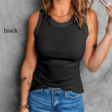 Sleeveless Basic Cami Tank Top - Black