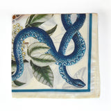 Blue Snake & Butterfly Silk Scarf - 17 x 17"