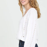 Eyelet Embroidered Button Front Blouse