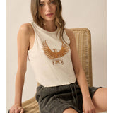 Freedom Flying Eagle Vintage-Wash Graphic Tank Top