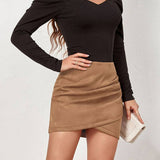 Draped Wrap Mini Skirt