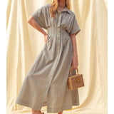 Striped Buttondown Shirt Dress - Navy Stripe