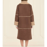 Faux Suede and Shearling Coat - Chocolate