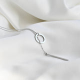 Circle Bar Y Necklace - Geometric Lariat Pendant