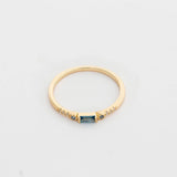 Sterling Silver Rectangular London Blue Gemstone Ring