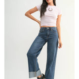 Cuffed Wide Ankle Jeans