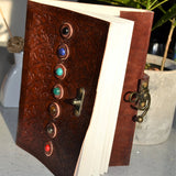 Leather 7 Stone Chakra Journal