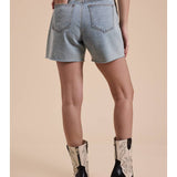 Washed Denim Shorts - Light Wash
