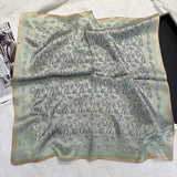 100% Silk Square Scarf - Olive